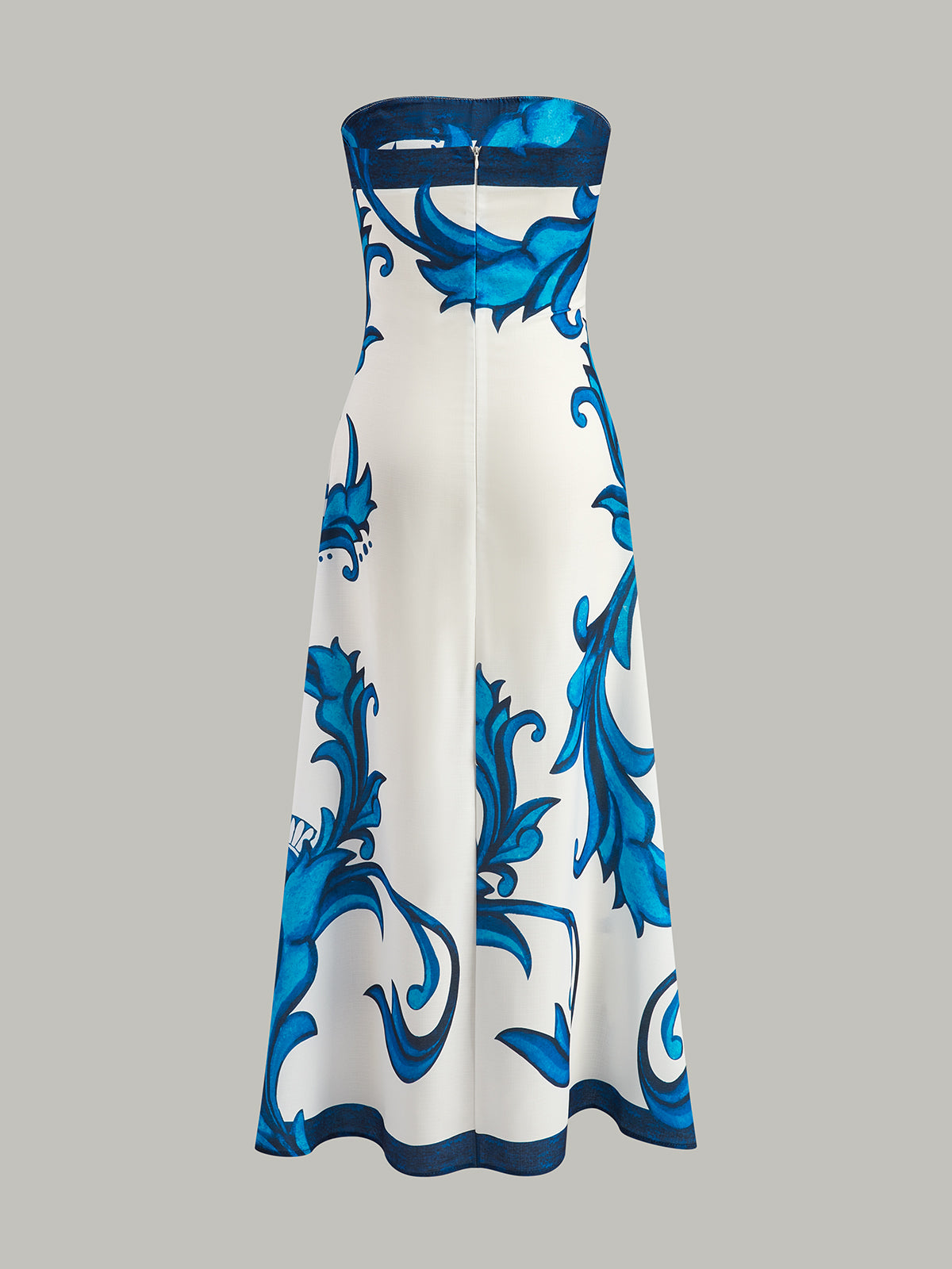 Strapless Floral Print Maxi Dress-Massicos