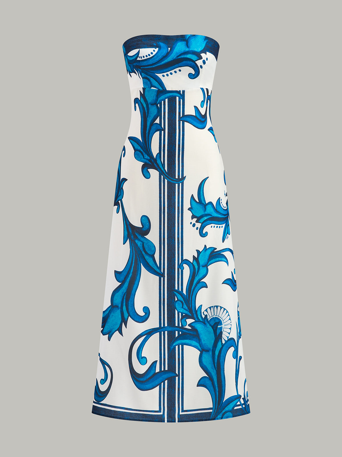 Strapless Floral Print Maxi Dress-Massicos