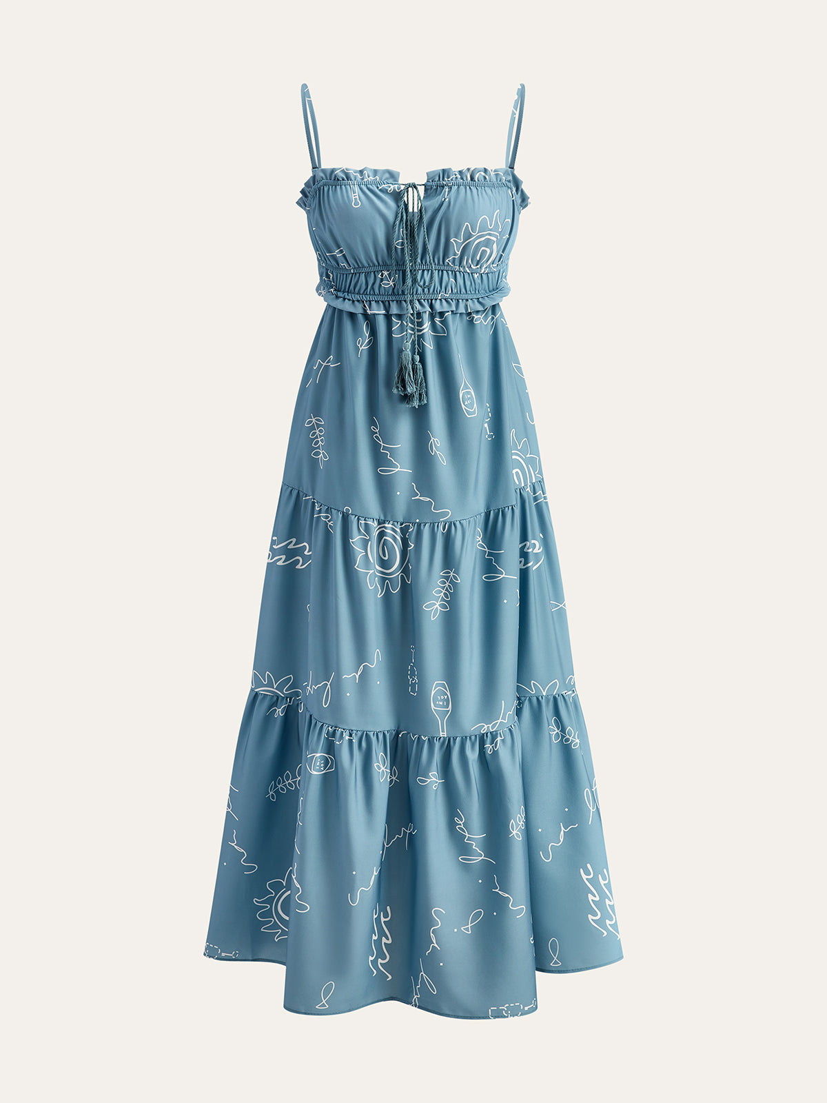 Printed Spaghetti Strap Tiered Maxi Dress-Massicos