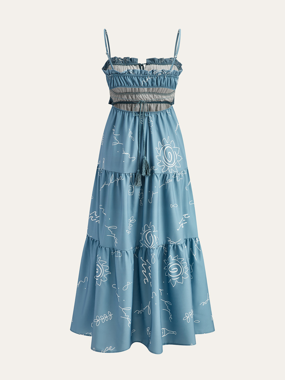 Printed Spaghetti Strap Tiered Maxi Dress-Massicos