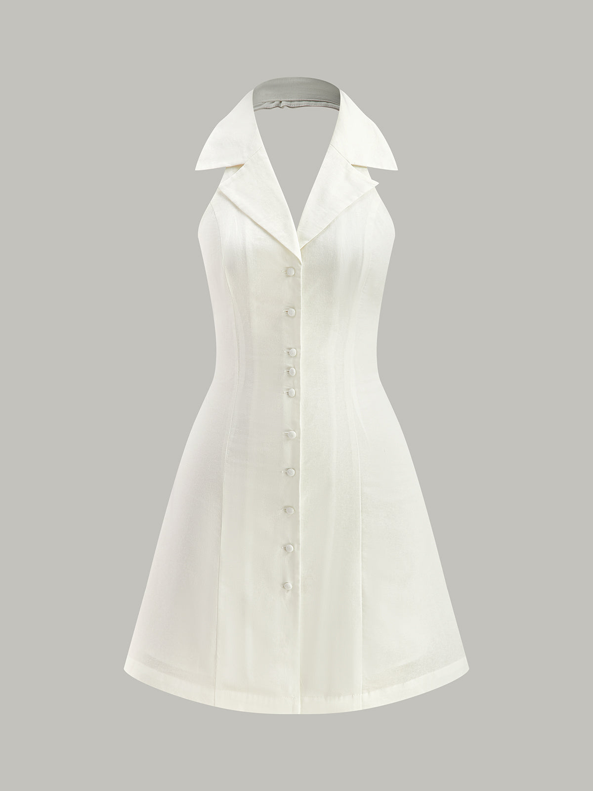 Halter Collar Button-Up Mini Dress-Massicos