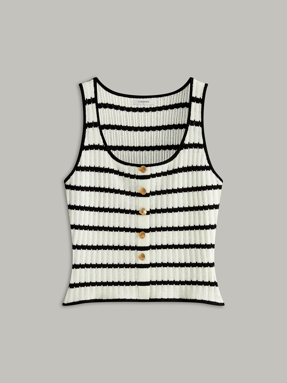 Striped Metal Button Tank Top-Massicos