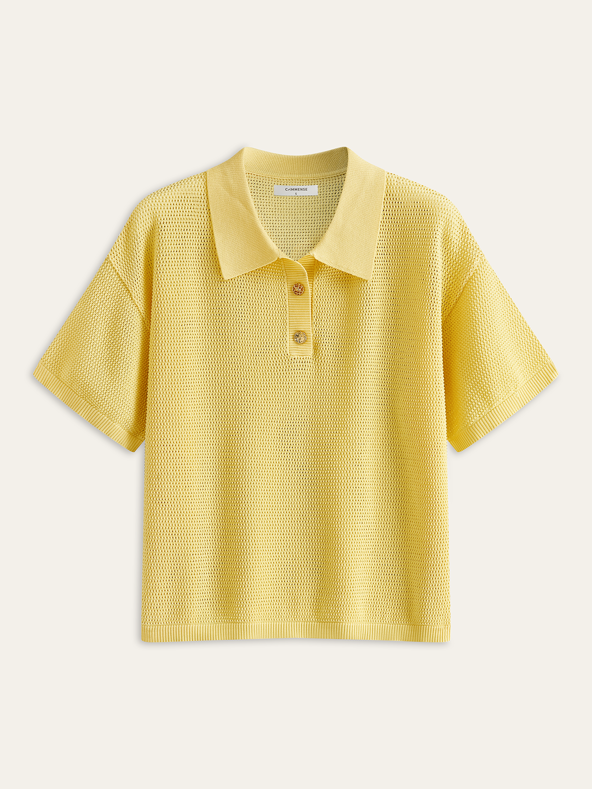 Mesh-Knit Polo-Style Top-Massicos
