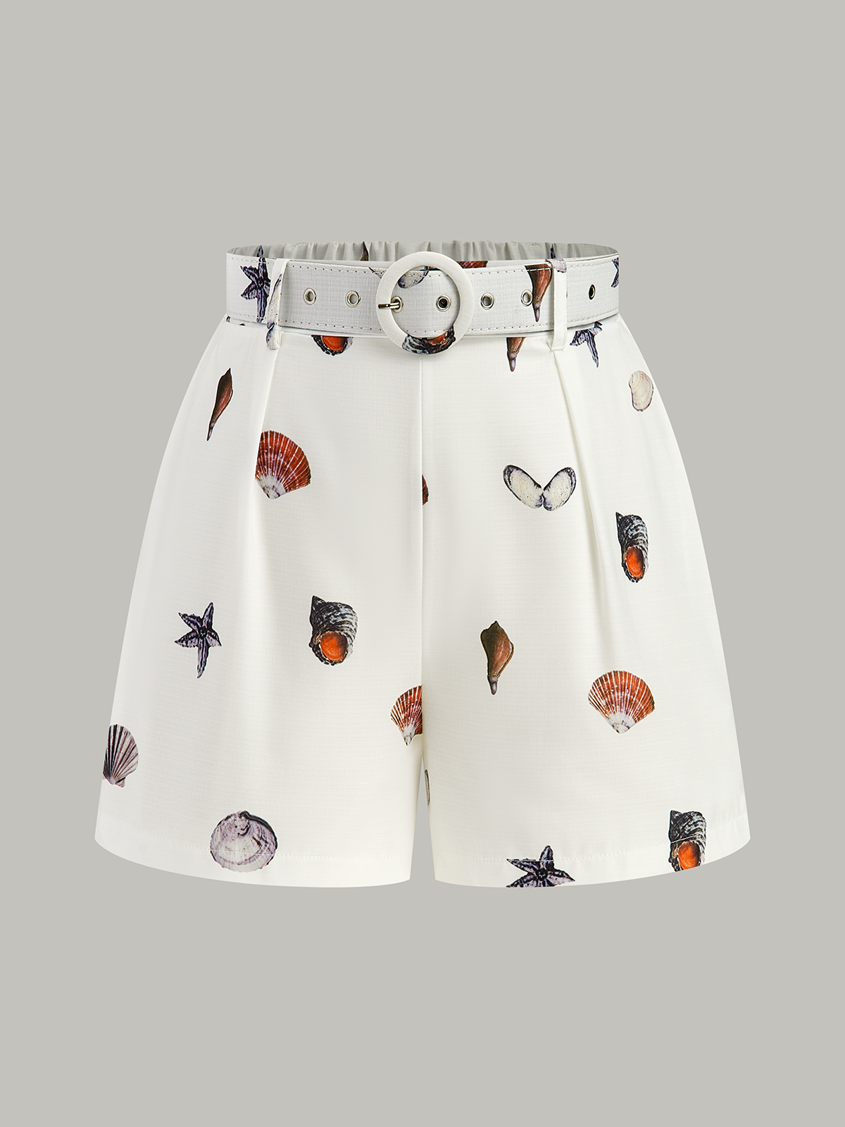 Belted Seashell Print Shorts Set-Massicos