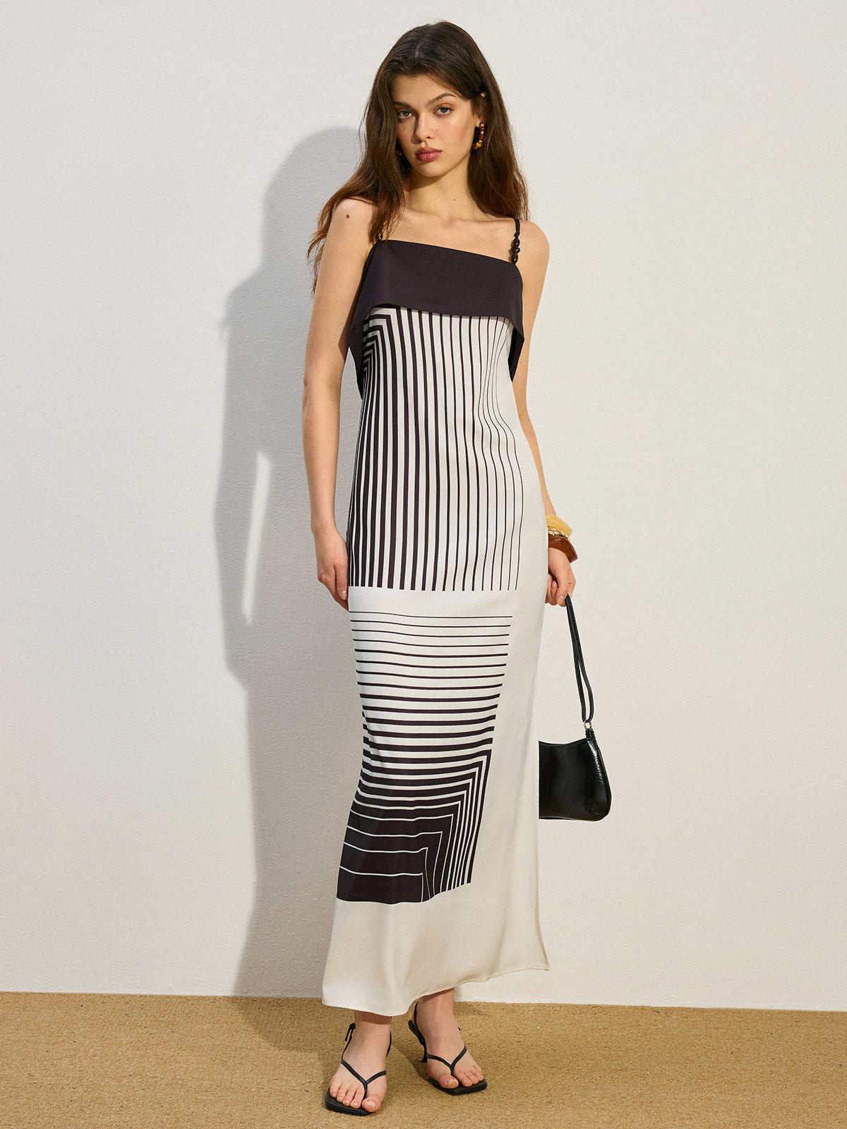 Striped Maxi Dress with Side Slit-Massicos