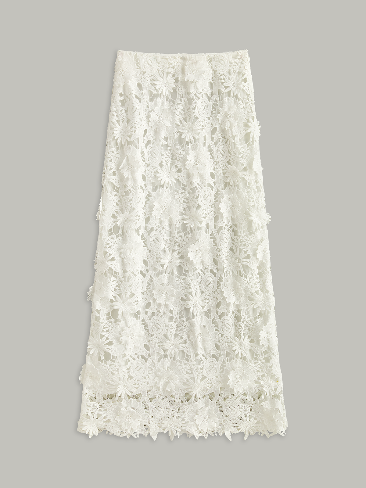Floral Embroidered Semi-Sheer Lace Skirt-Massicos