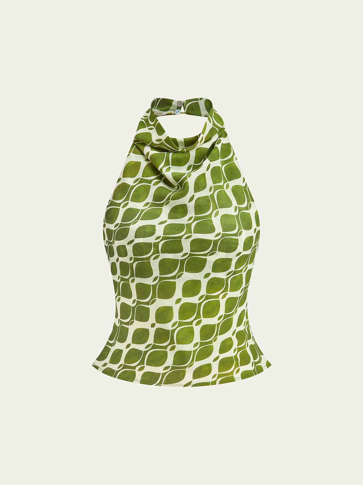 Semi-Sheer Printed Halter Neck Top-Massicos