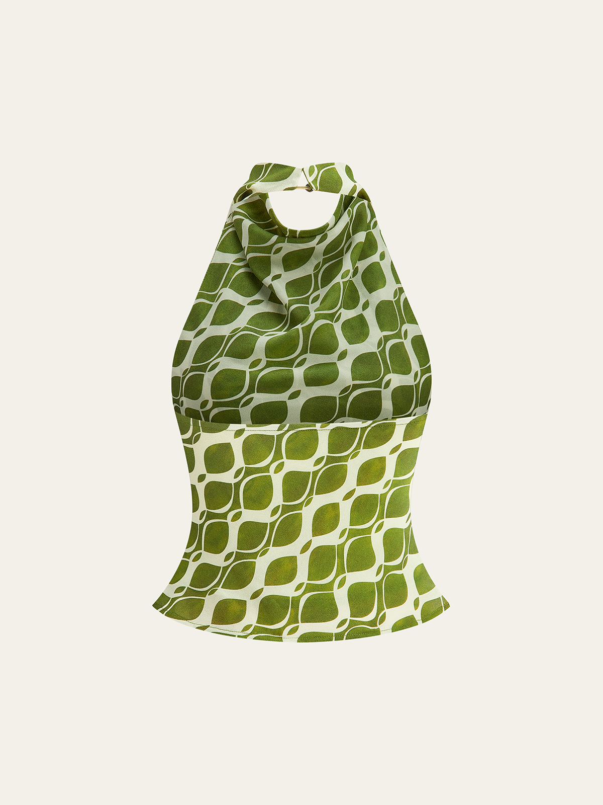 Semi-Sheer Printed Halter Neck Top-Massicos