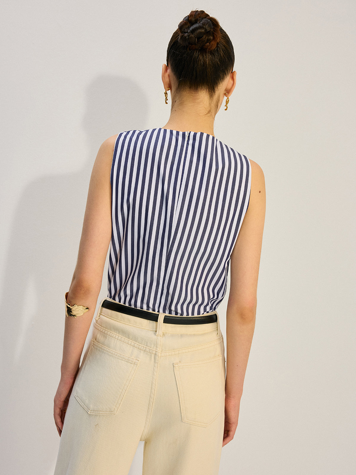 Striped Knotted Tank Top-Massicos