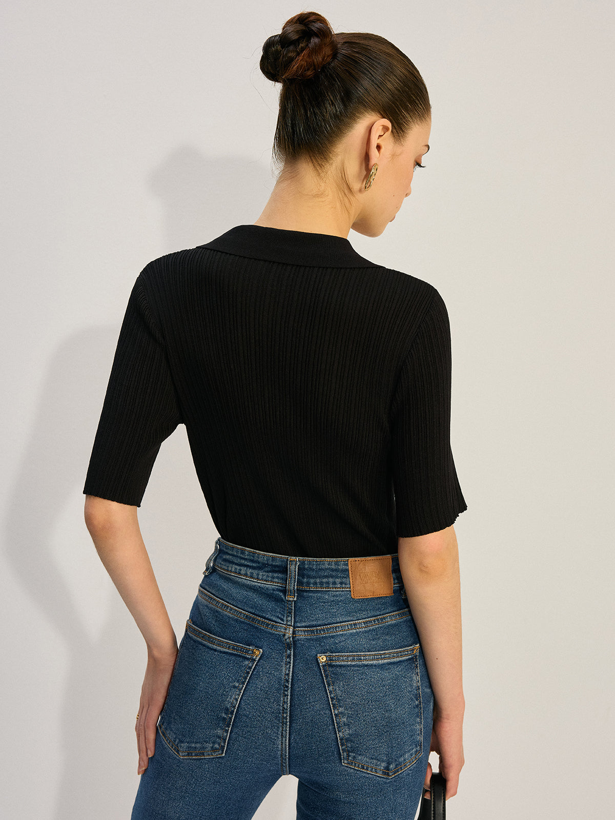 Knit Button-Up Blouse-Massicos