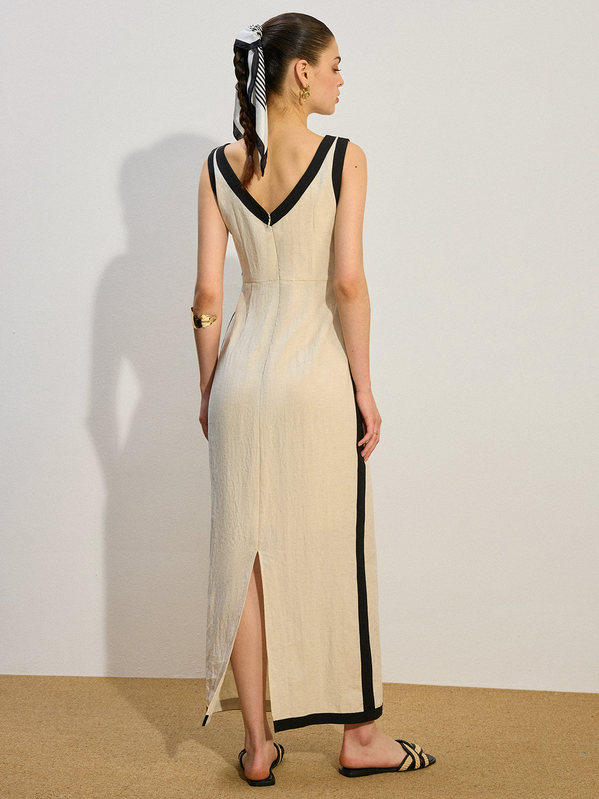 Contrast Trim Maxi Dress-Massicos