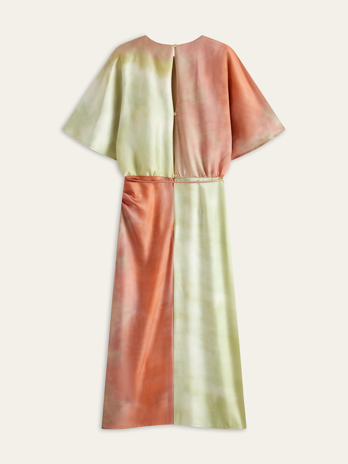 Short-Sleeve Color Gradient Maxi Dress With Cinched Waist-Massicos