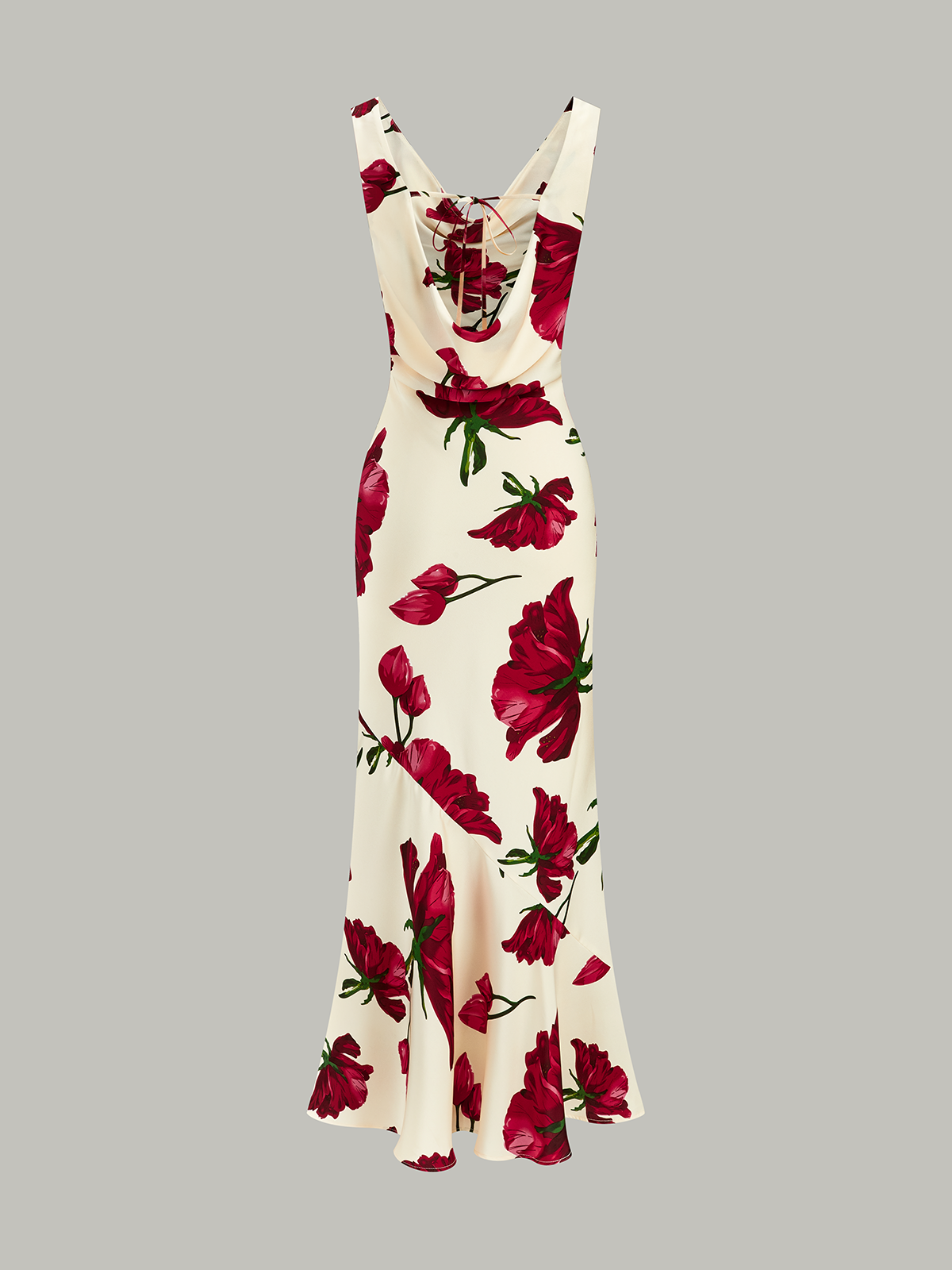Tie-Back Floral Print Midi Dress-Massicos
