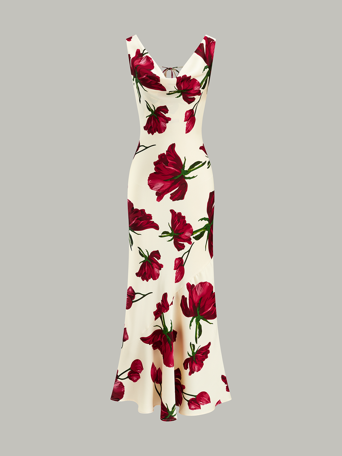 Tie-Back Floral Print Midi Dress-Massicos