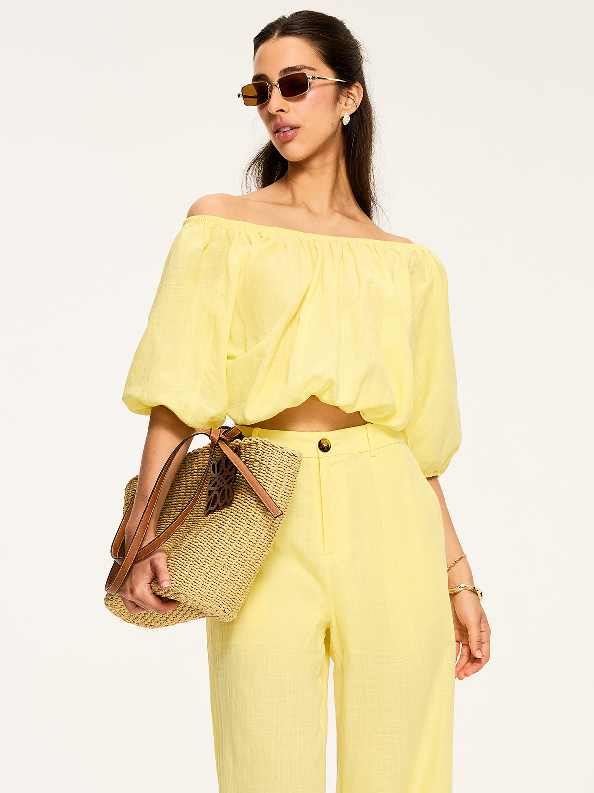 Puff-Sleeve Back-Tie Blouse-Massicos