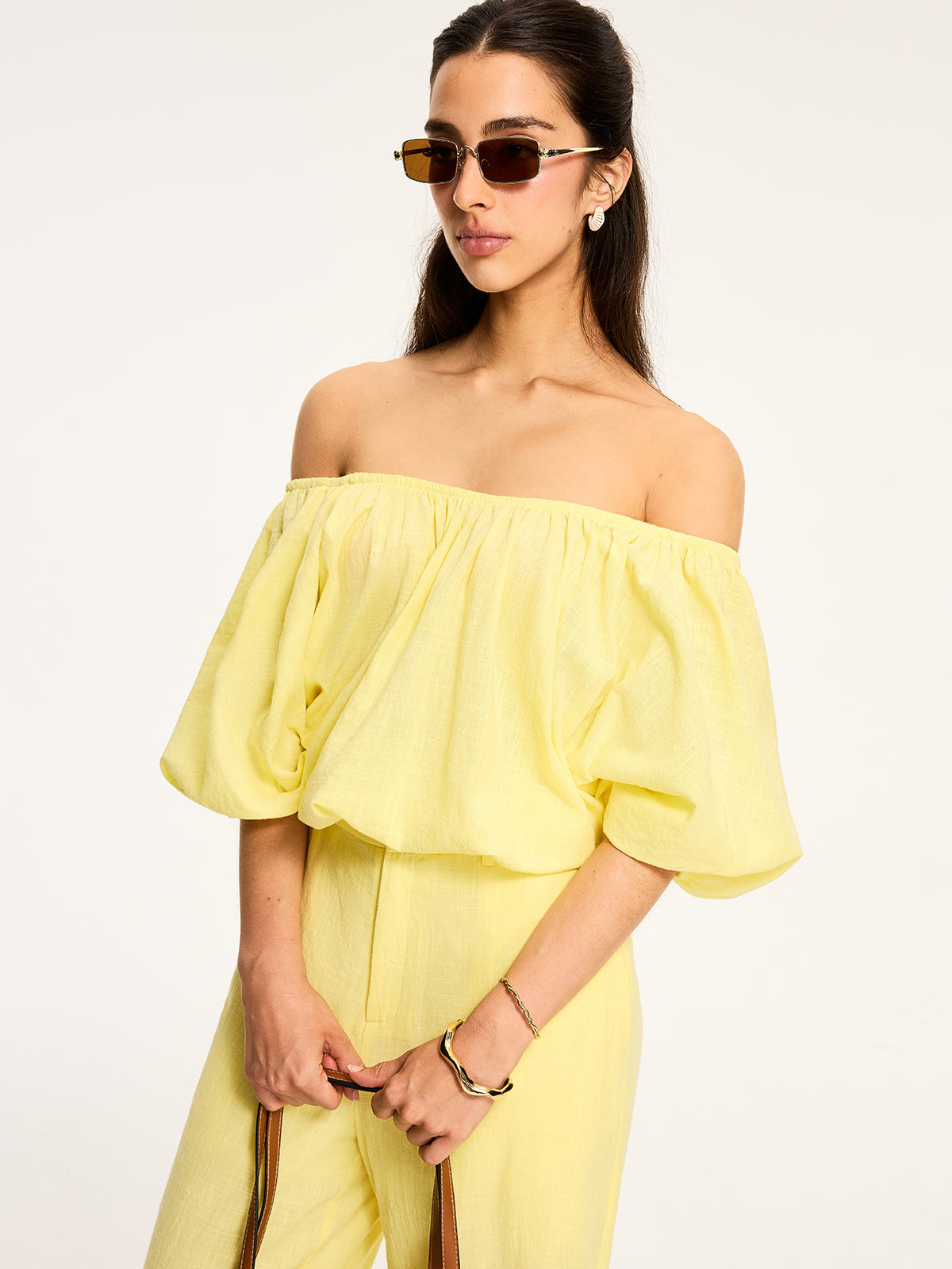 Puff-Sleeve Back-Tie Blouse-Massicos
