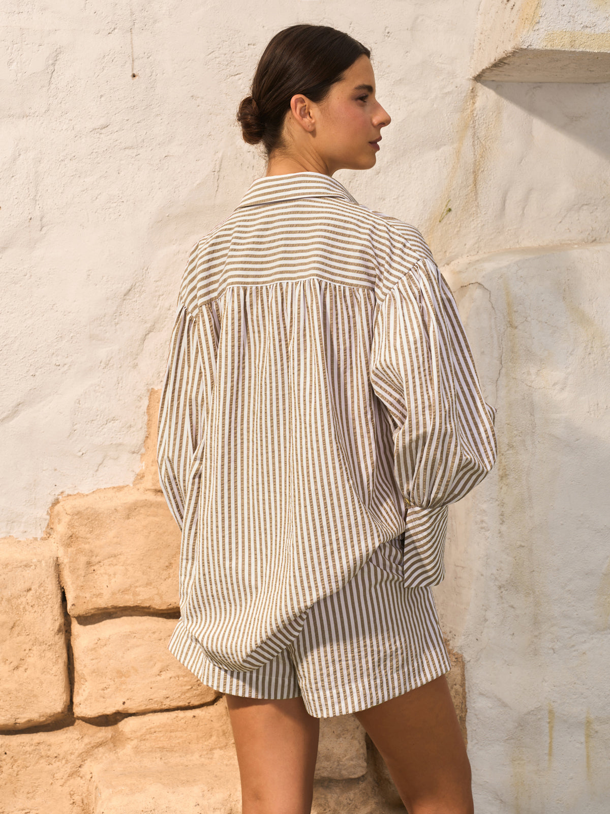 Striped Shorts Set With Drawstring-Massicos