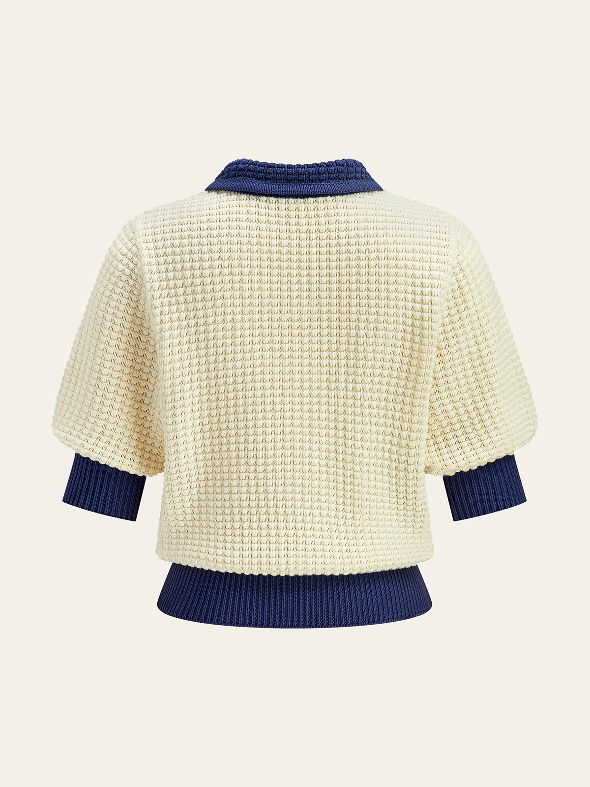 Crochet-Knit Polo Top-Massicos