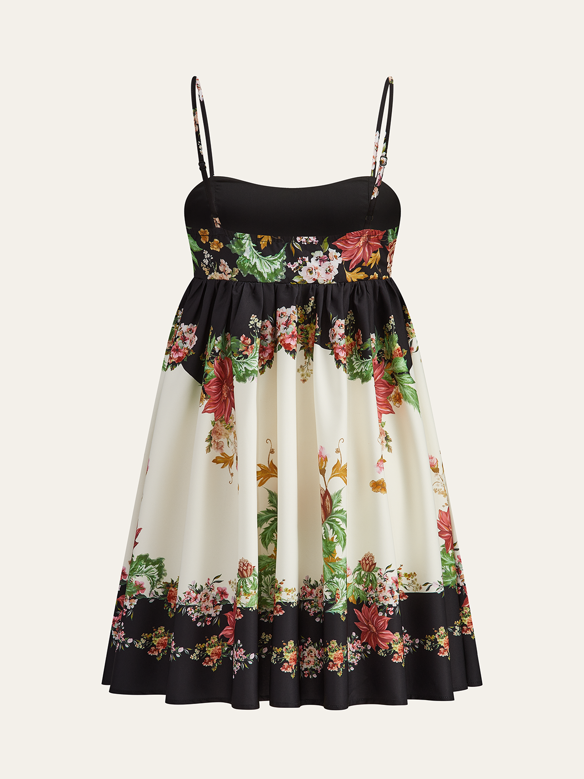 Floral Print Spaghetti Strap Mini Dress-Massicos