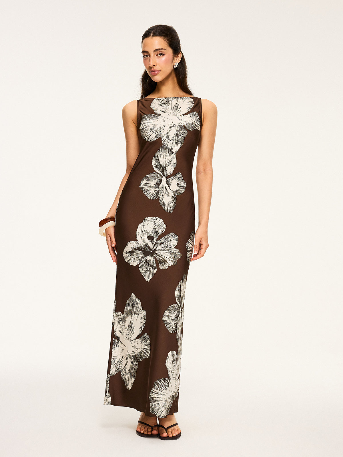 Floral Print Tied Backless Dress-Massicos