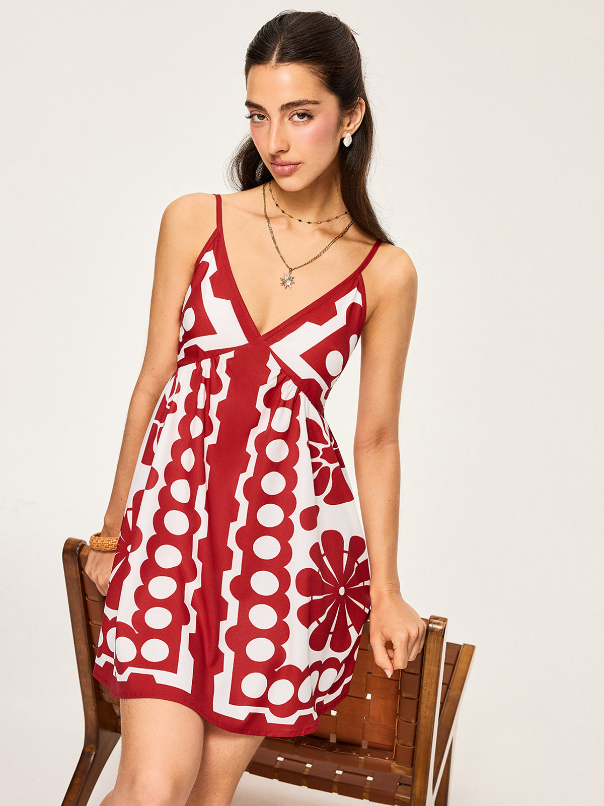 Floral Print Spaghetti Strap Dress-Massicos