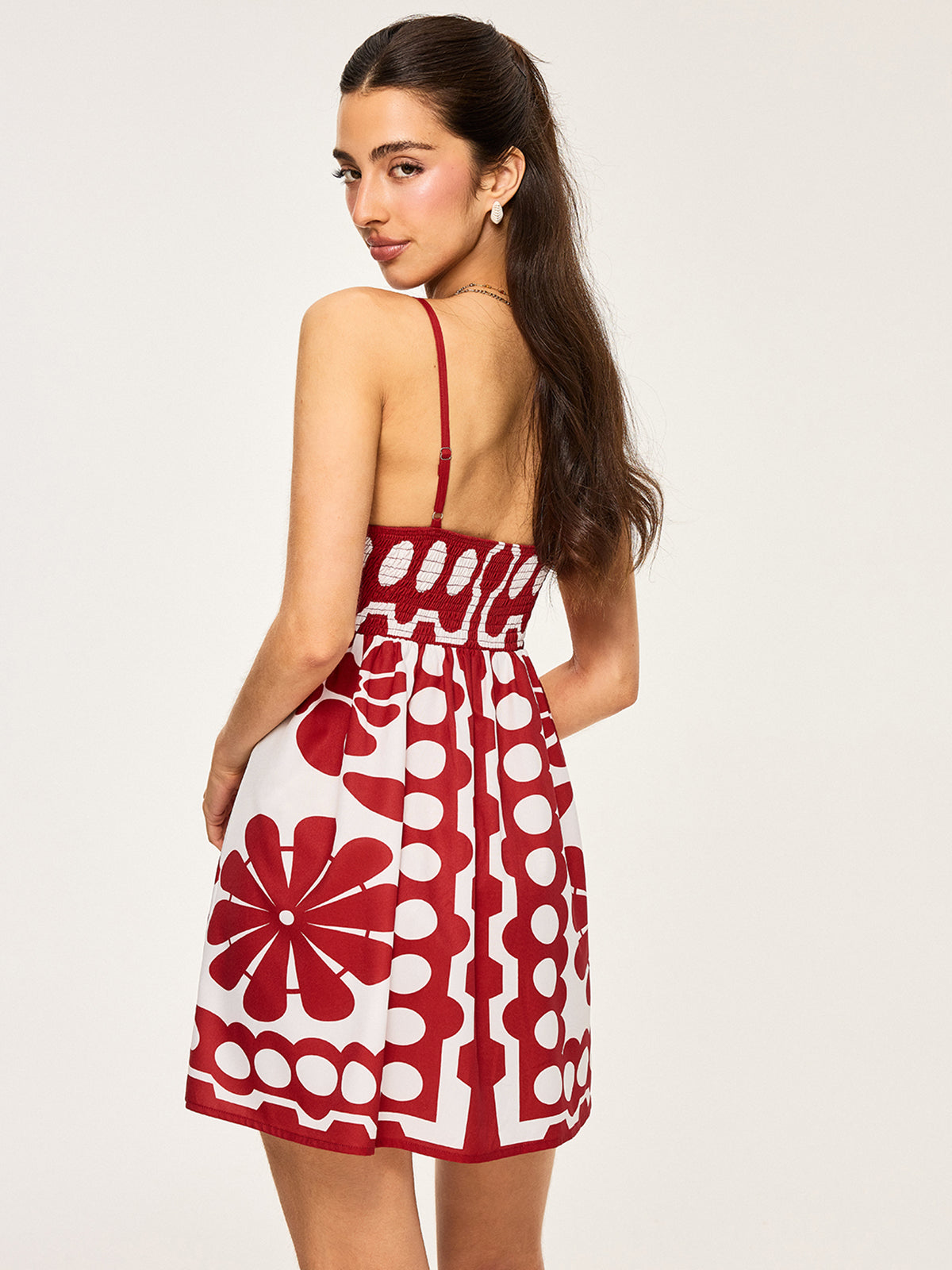 Floral Print Spaghetti Strap Dress-Massicos