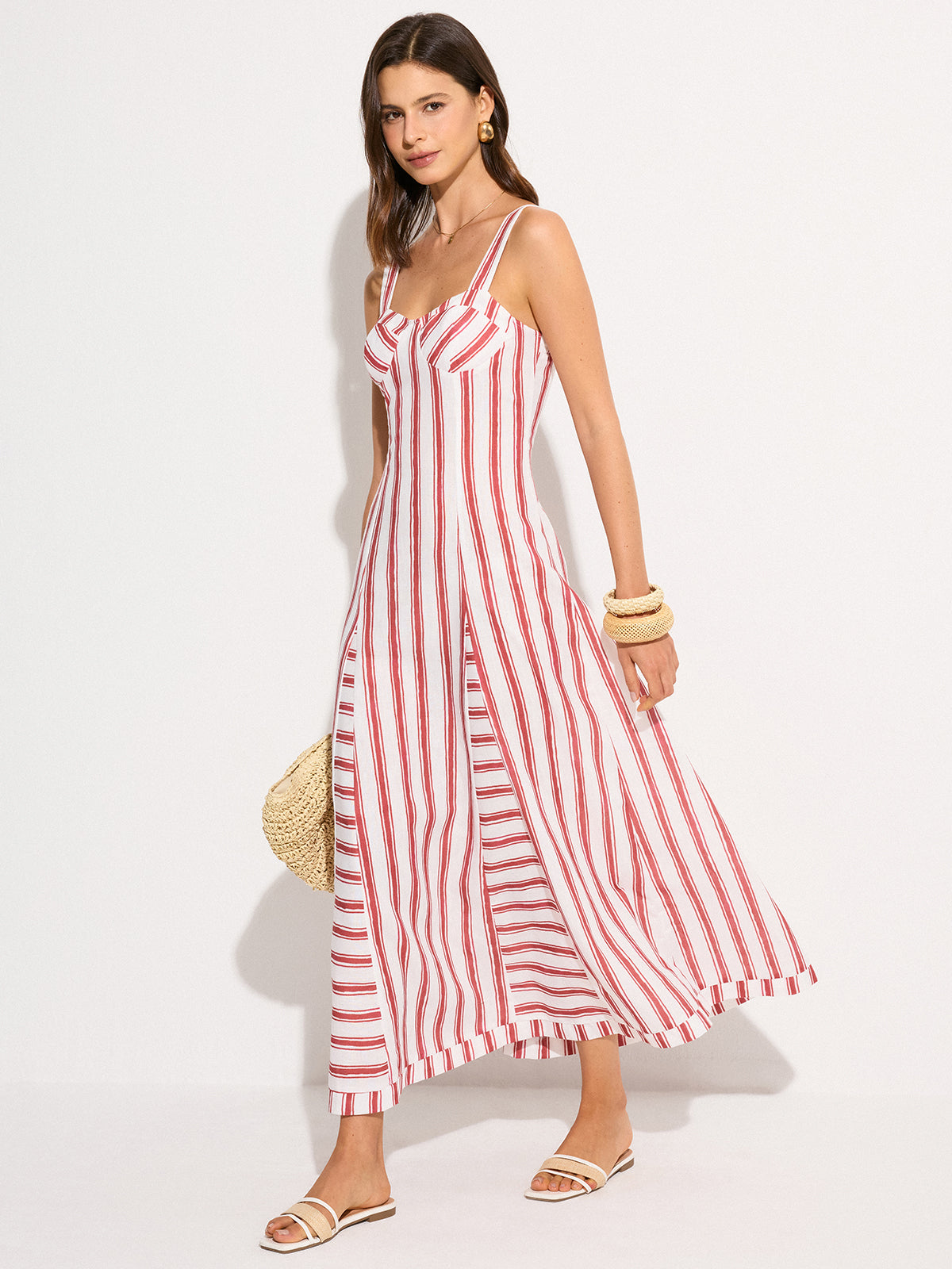 Striped Maxi Dress-Massicos