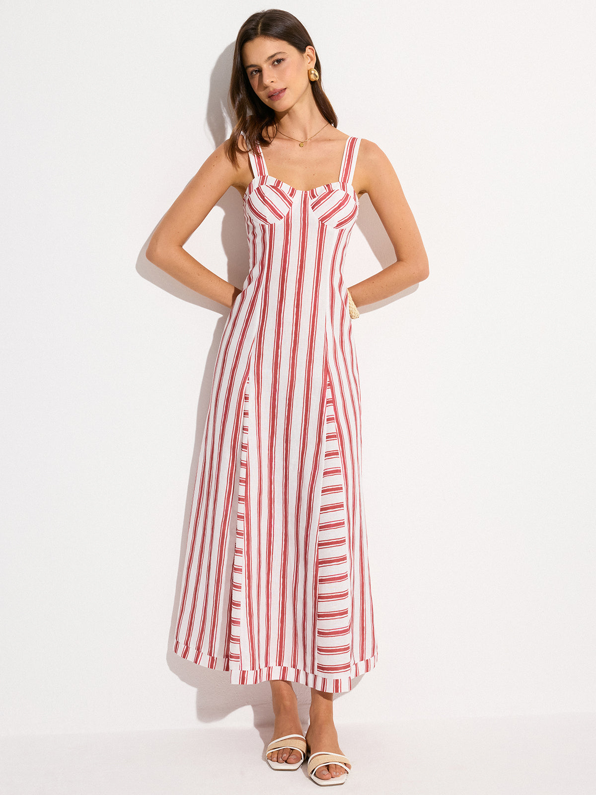 Striped Maxi Dress-Massicos
