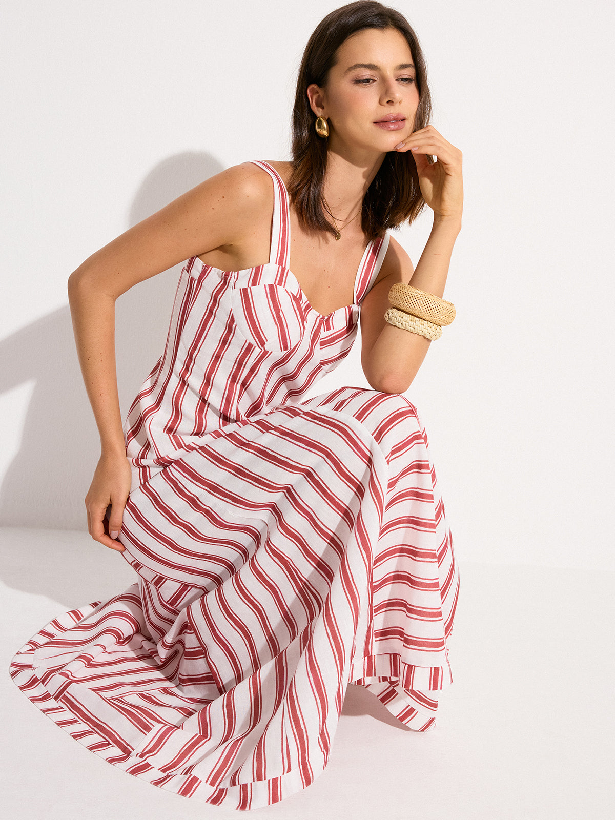 Striped Maxi Dress-Massicos