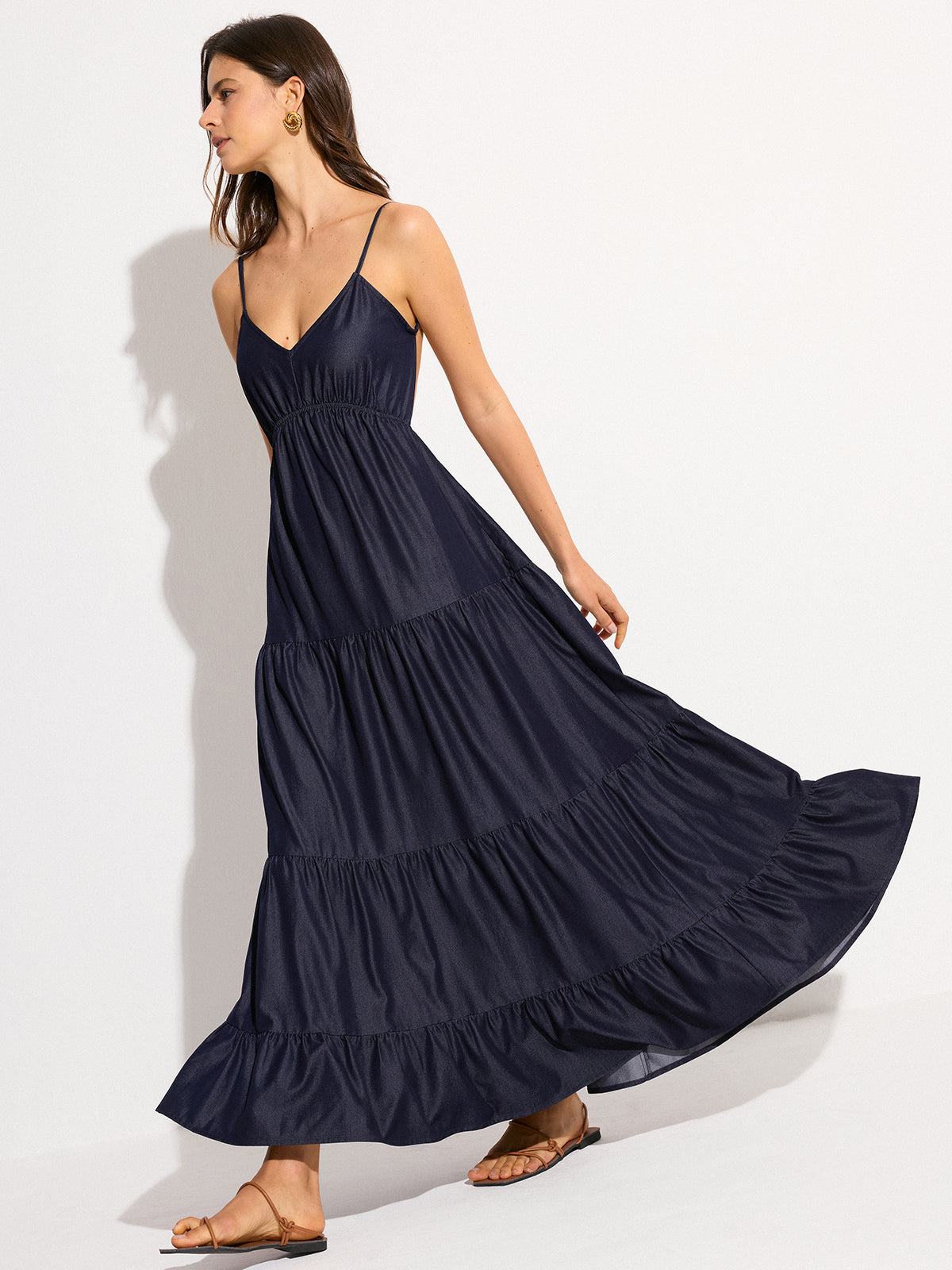 Backless Tiered Maxi Dress-Massicos
