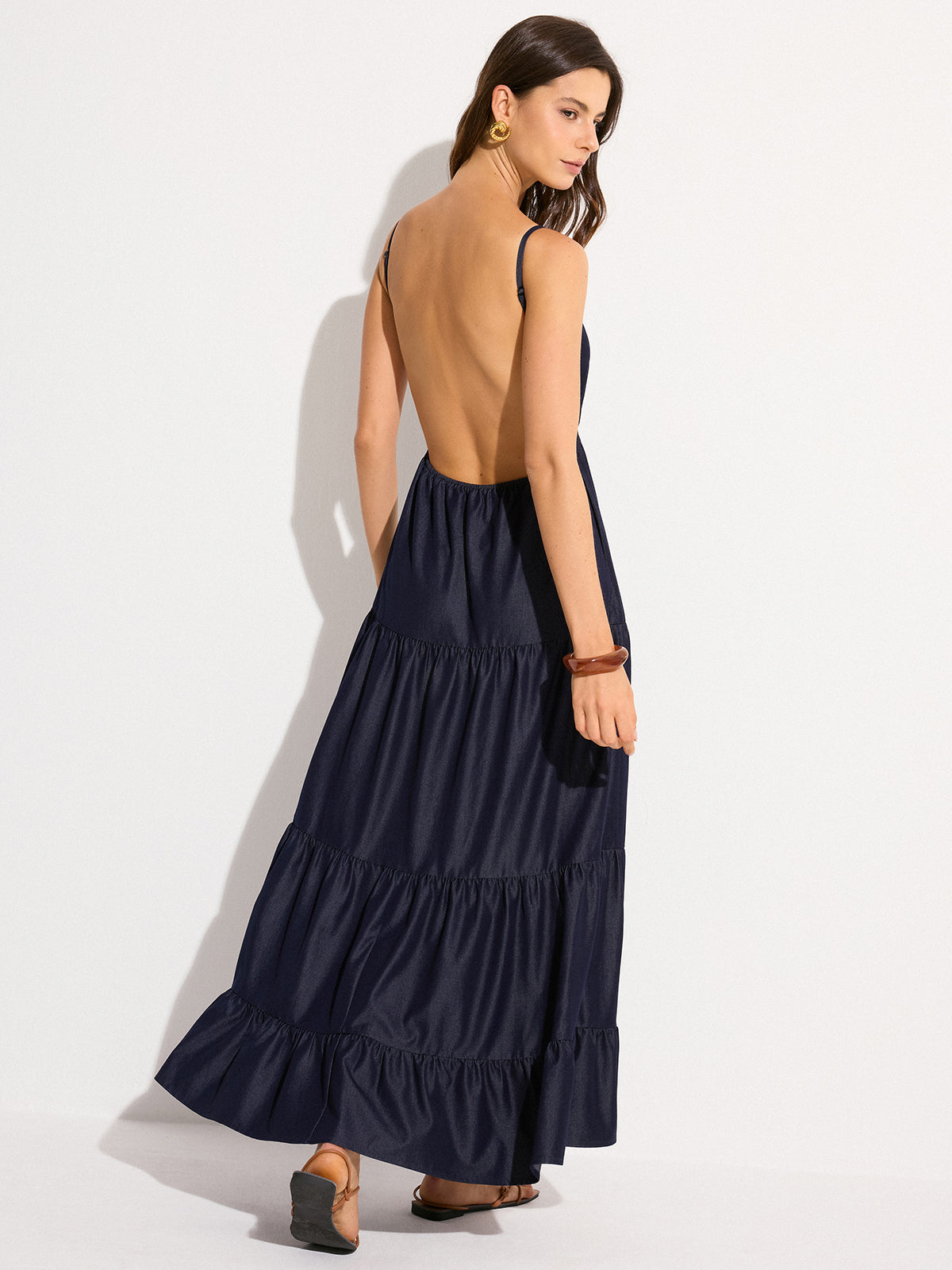 Backless Tiered Maxi Dress-Massicos