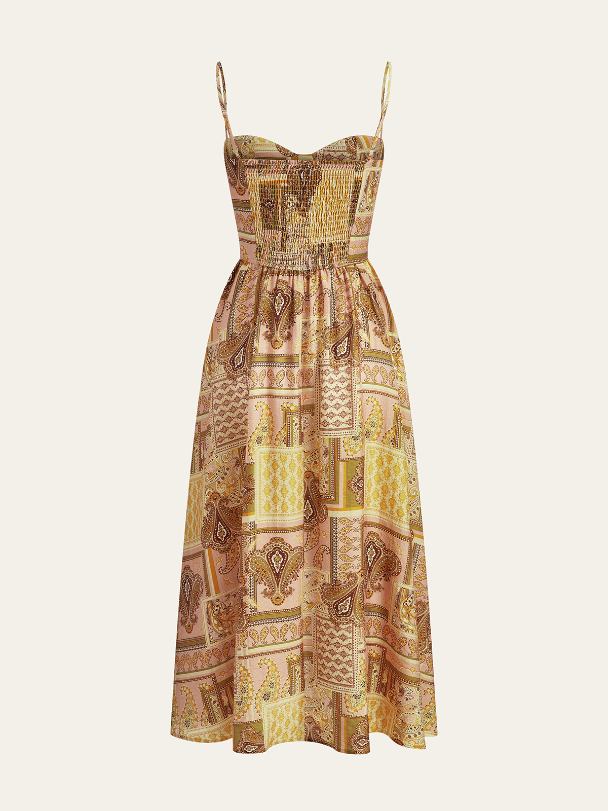 Paisley Print Spaghetti Strap Midi Dress-Massicos