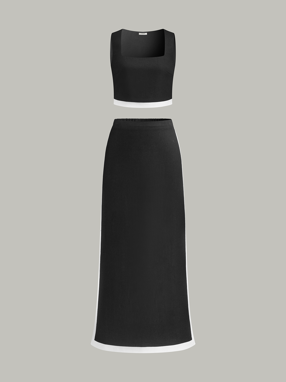 Contrast Trim Skirt Set-Massicos