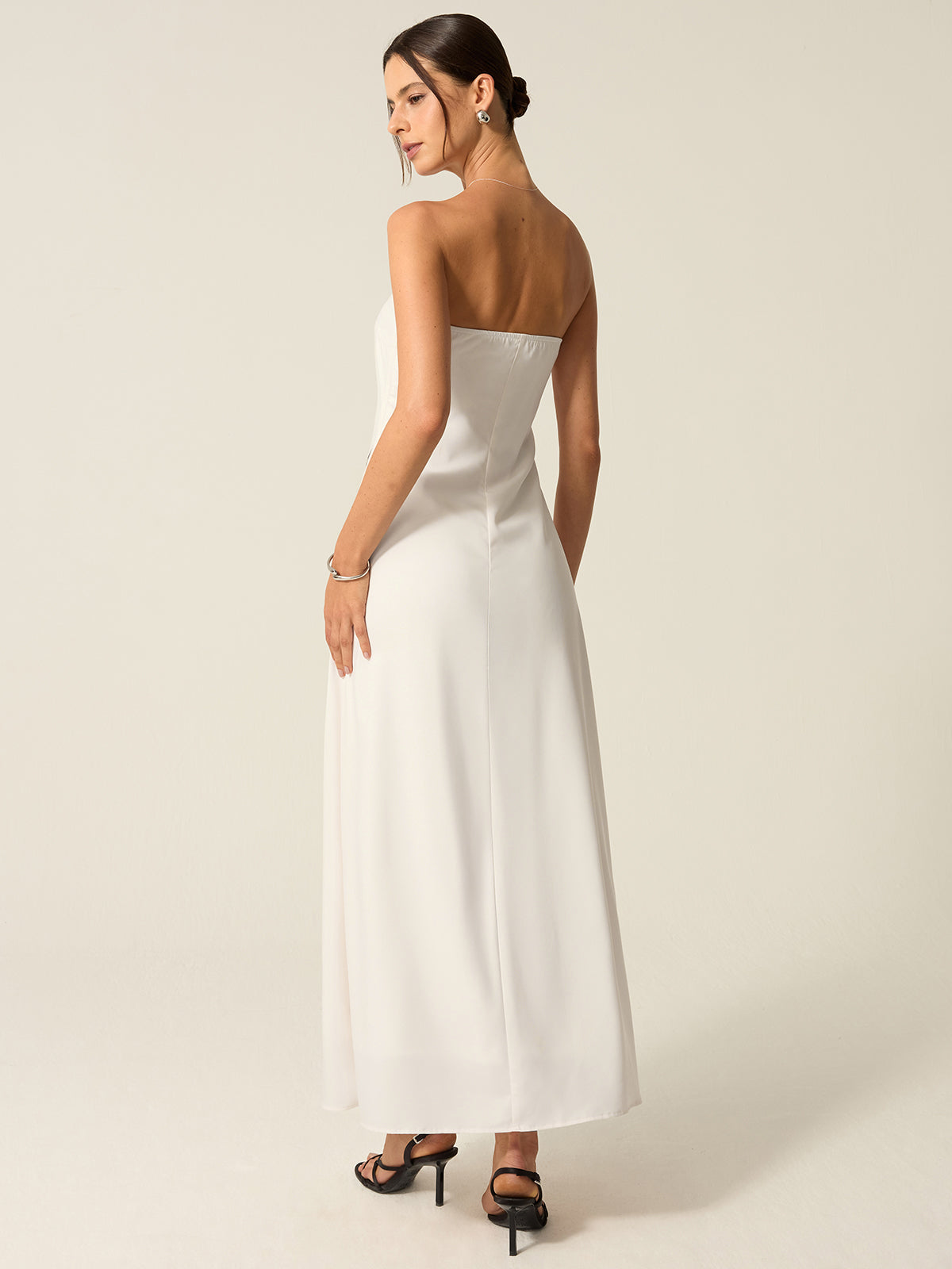 Strapless Floral Print Maxi Dress-Massicos