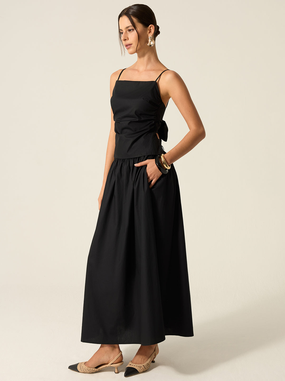 Spaghetti Strap Backless Skirt Set-Massicos