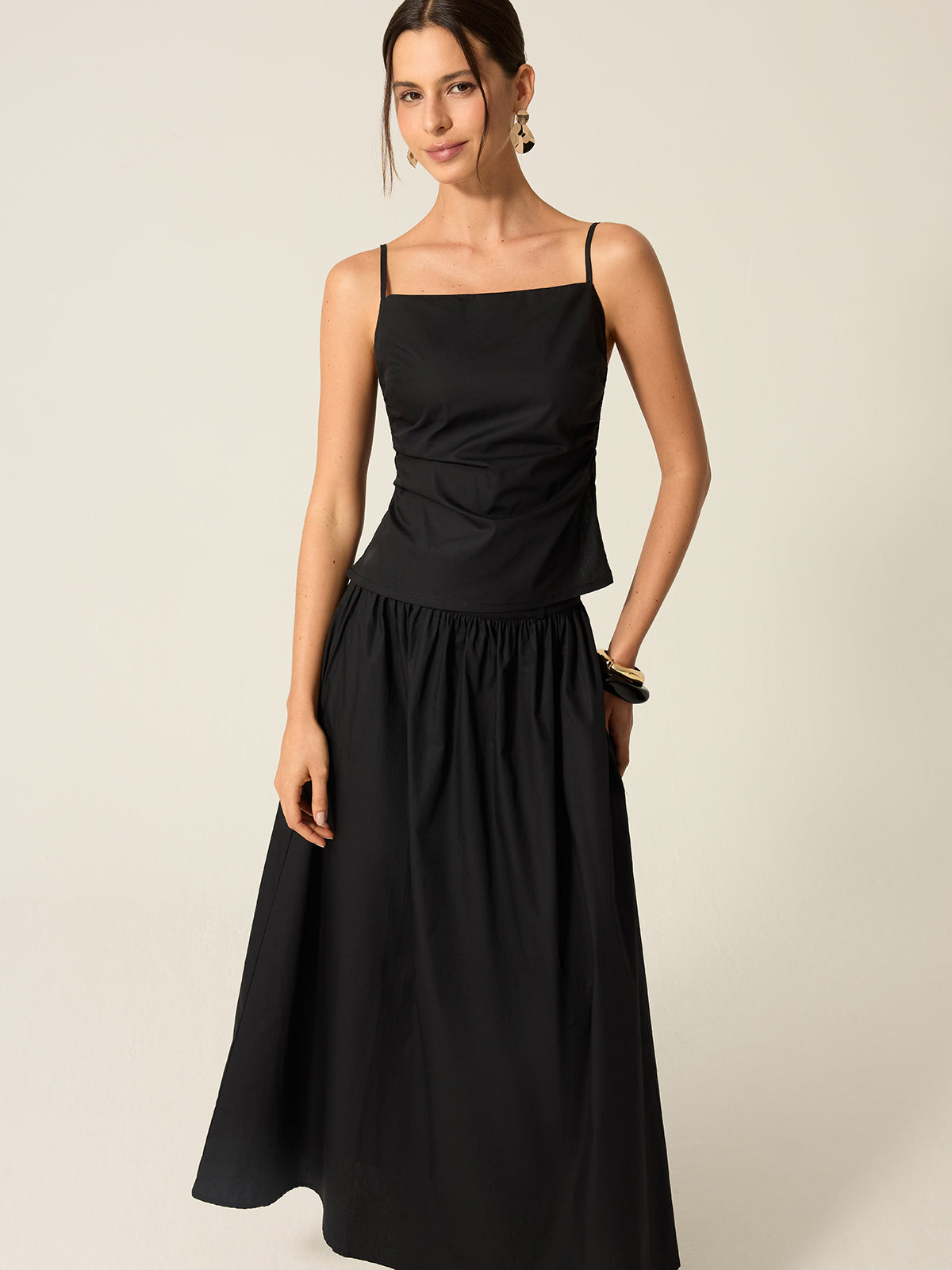 Spaghetti Strap Backless Skirt Set-Massicos