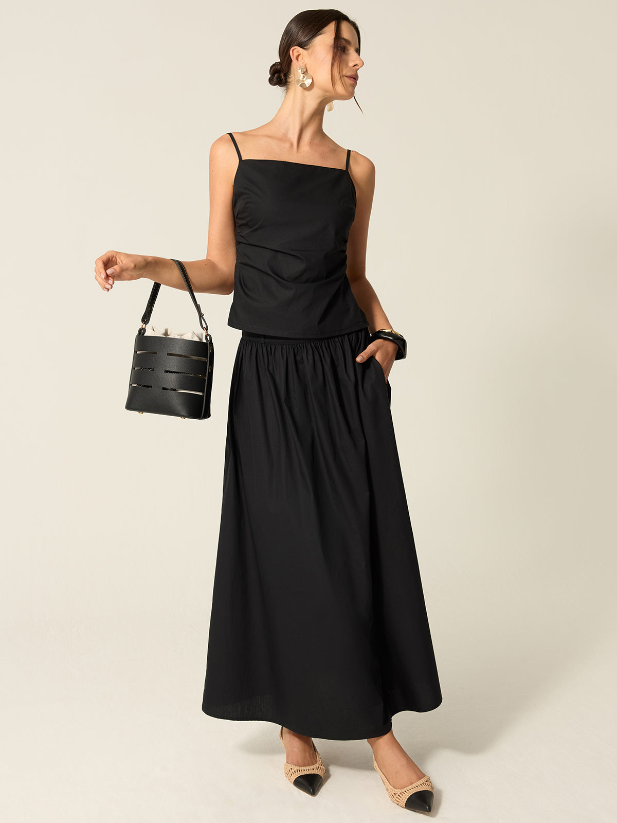 Spaghetti Strap Backless Skirt Set-Massicos