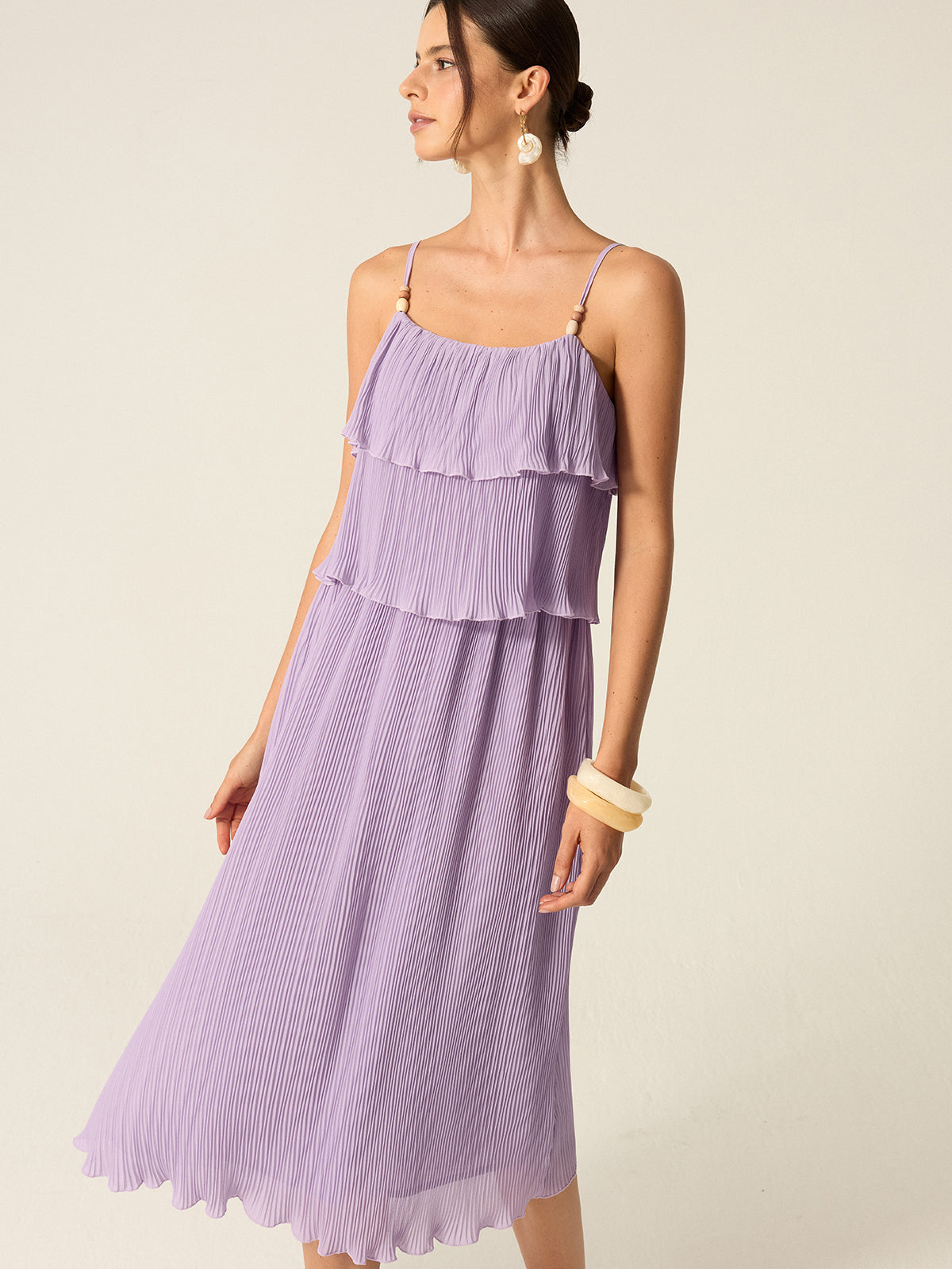 Tiered Pleated Maxi Dress-Massicos