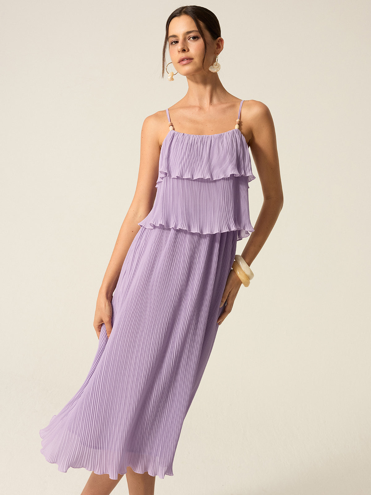 Tiered Pleated Maxi Dress-Massicos