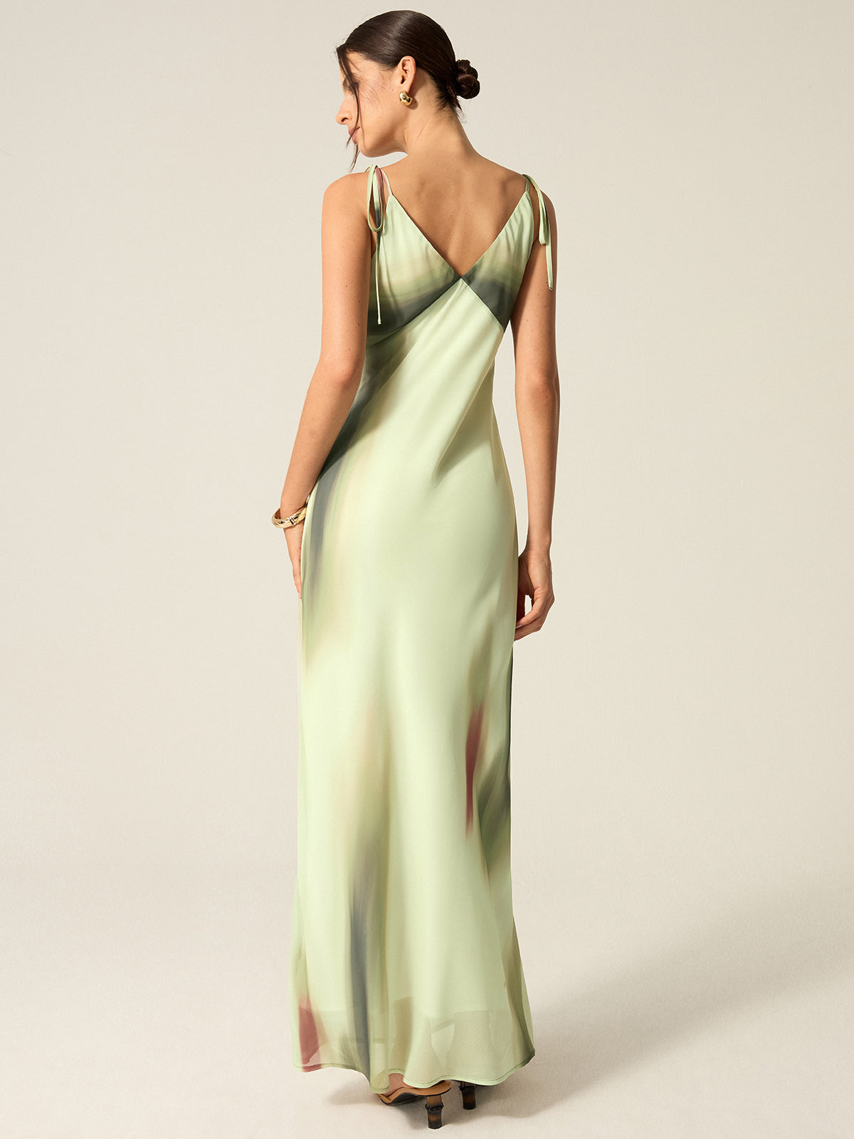 V-Neck Printed Maxi Dress-Massicos