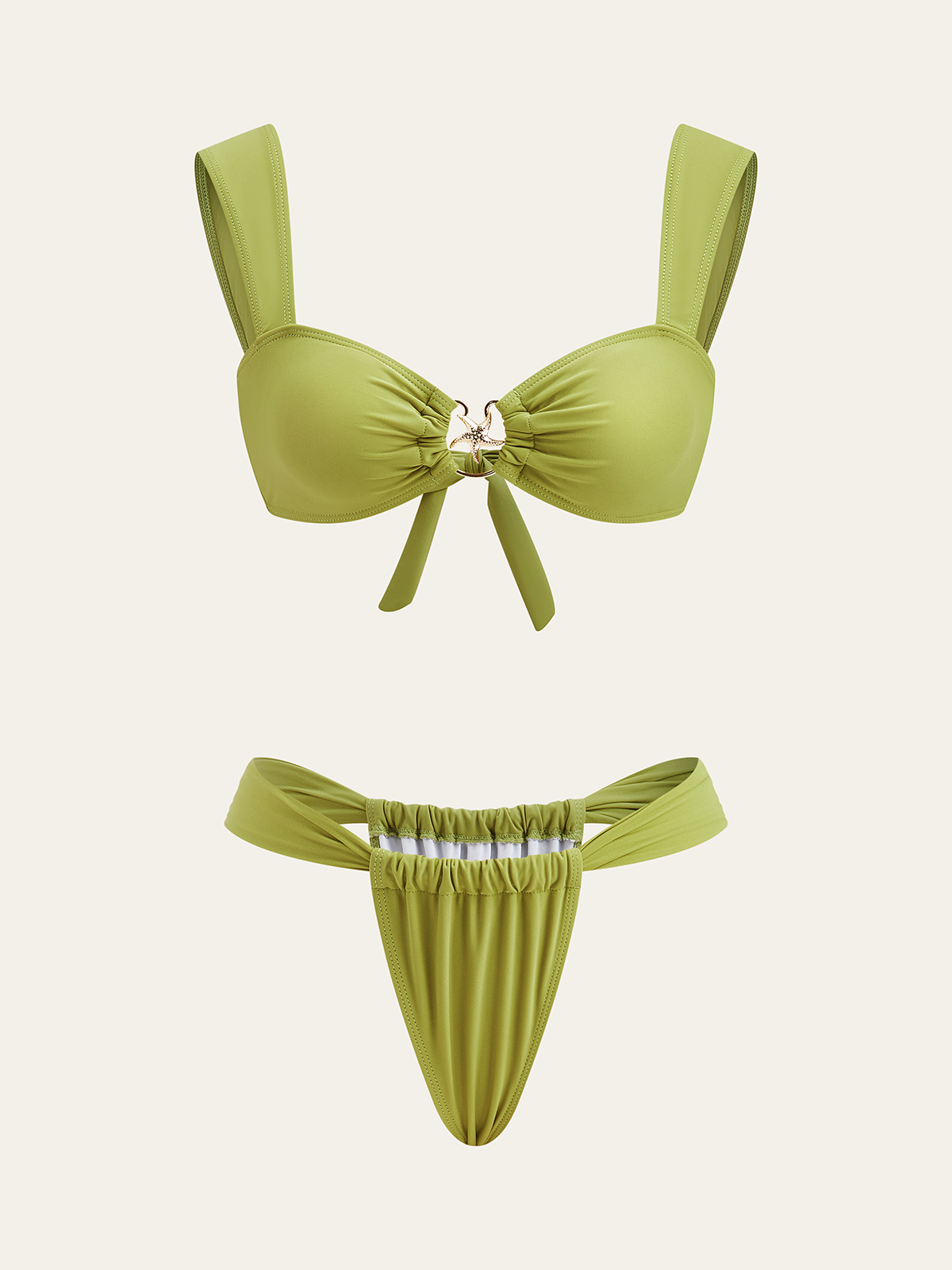 Tie-Back Metal Decor Bikini Set-Massicos