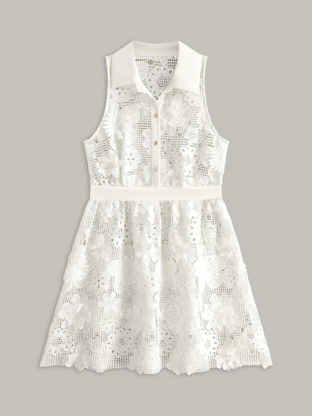Semi Sheer 3D Flowers Mini Dress-Massicos
