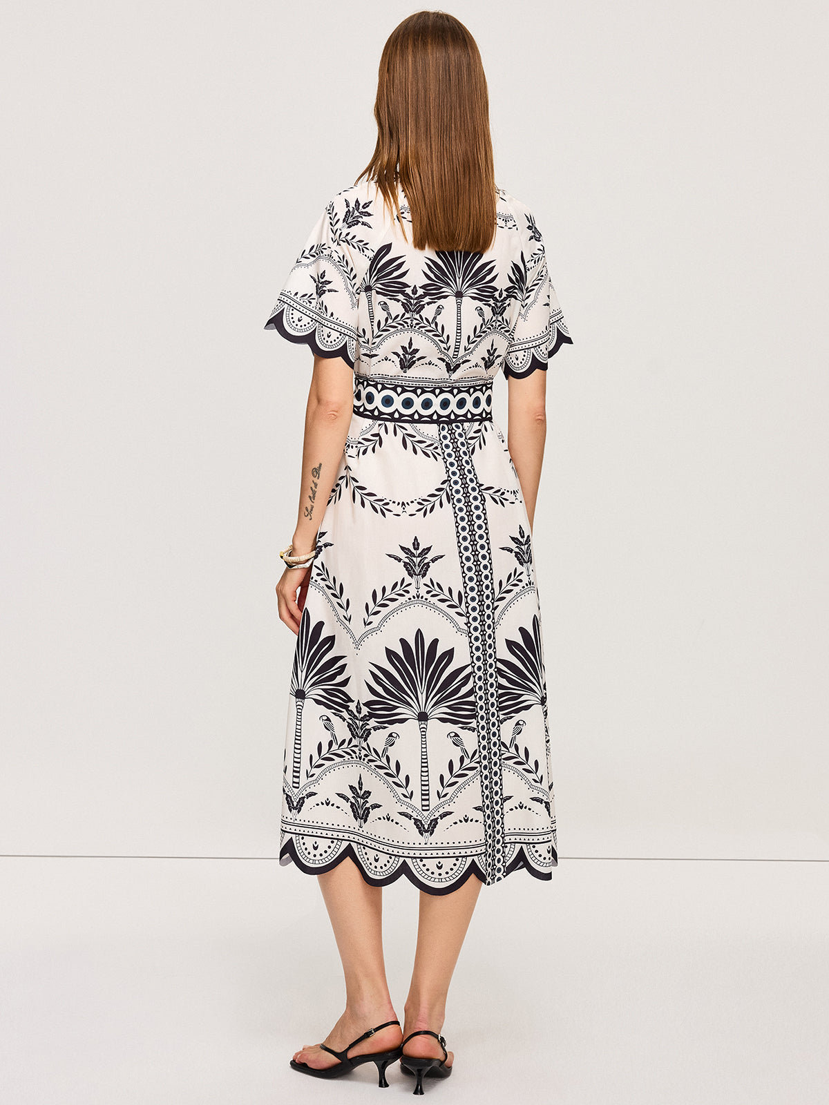 Boho Floral V-Neck Midi Dress-Massicos