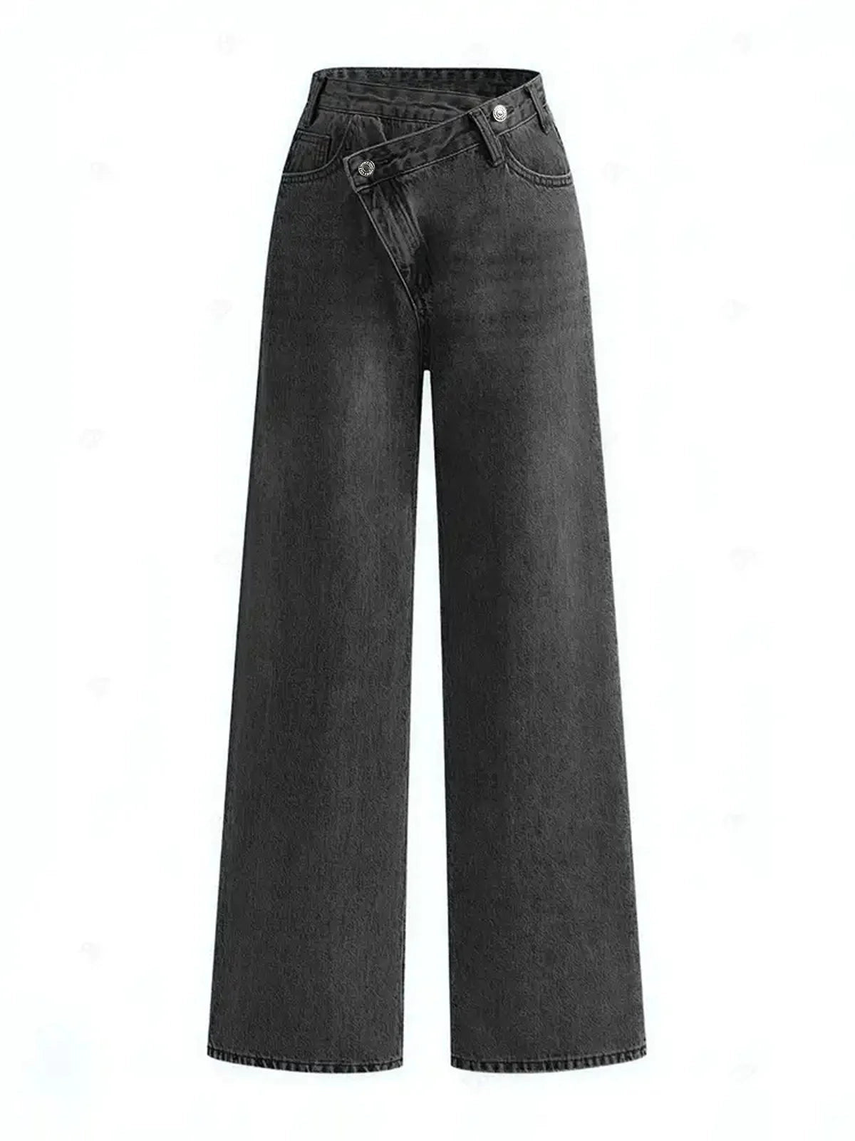 Asymmetric Waist Wide-Leg Jeans-Massicos