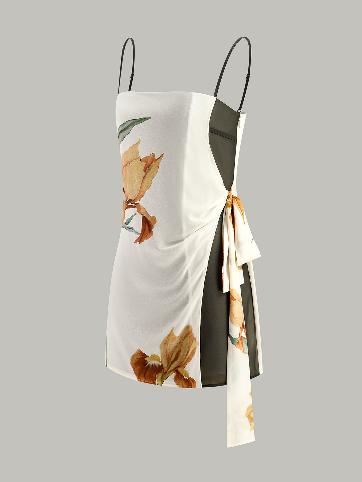 Floral Print Side Tie Cami Dress-Massicos