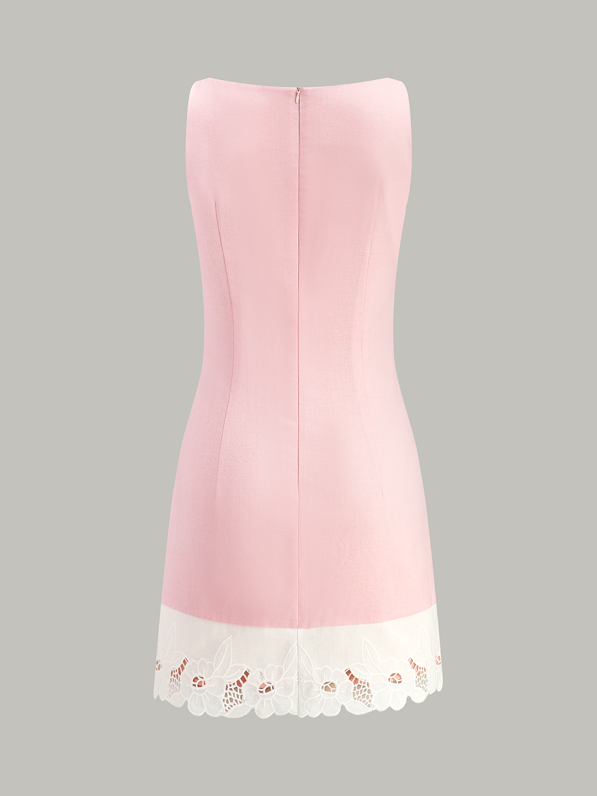 Linen & Cotton Embroidered Trim Mini Dress-Massicos
