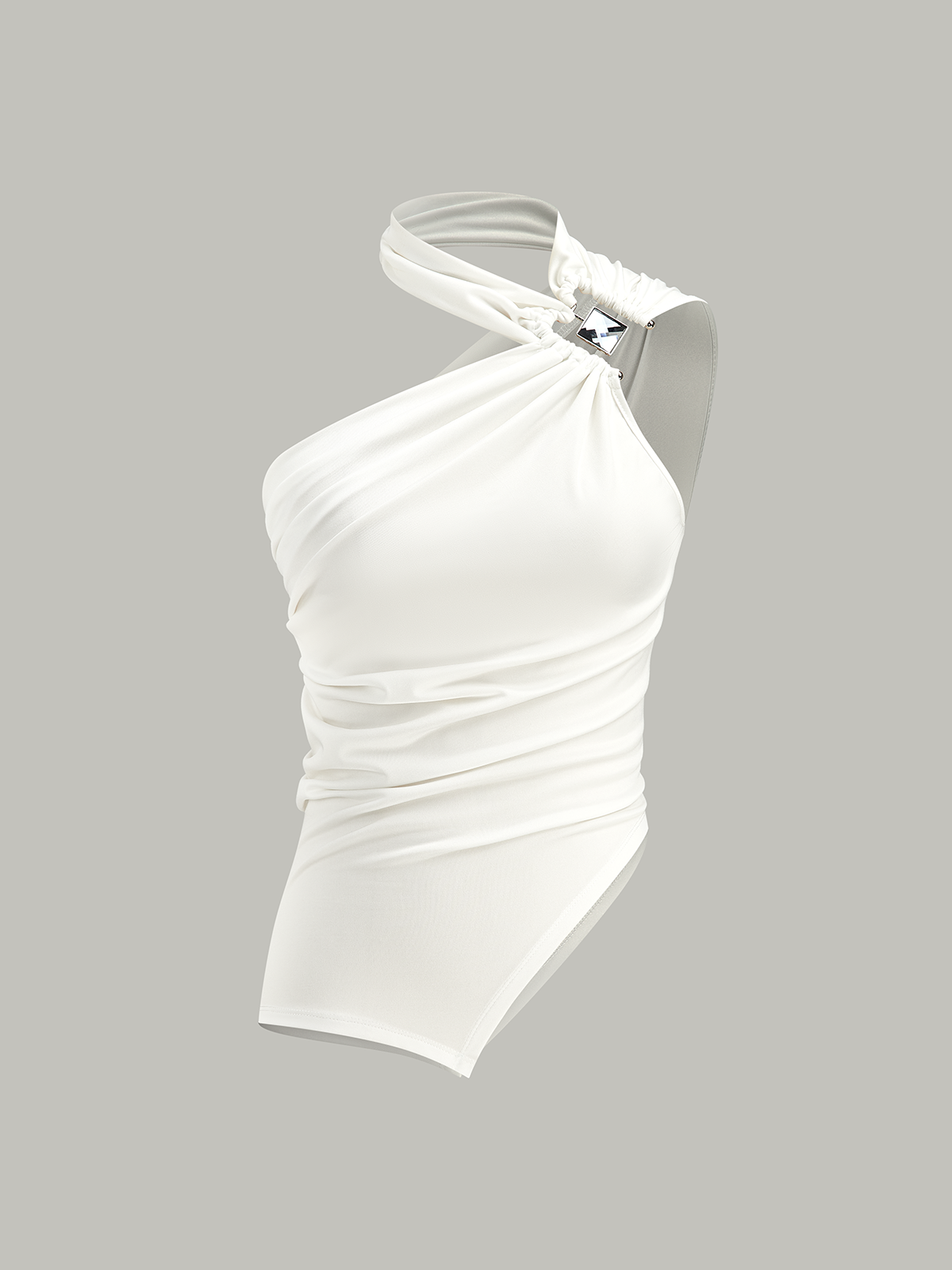 Asymmetrical Halter Neck Ruched Top-Massicos