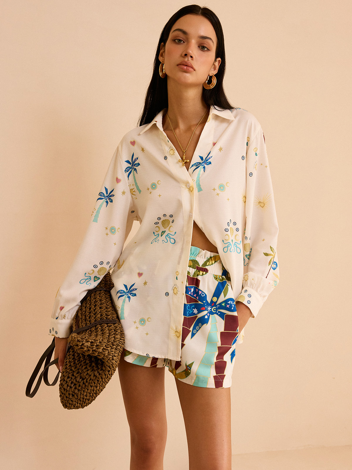 Tropical Print Shorts Set-Massicos