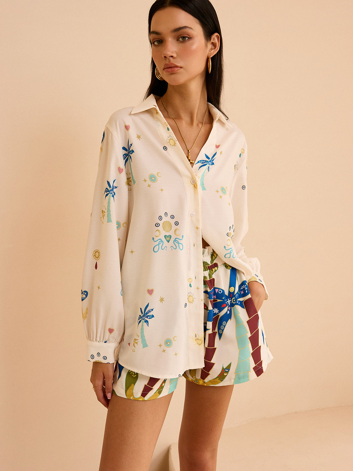 Tropical Print Shorts Set-Massicos