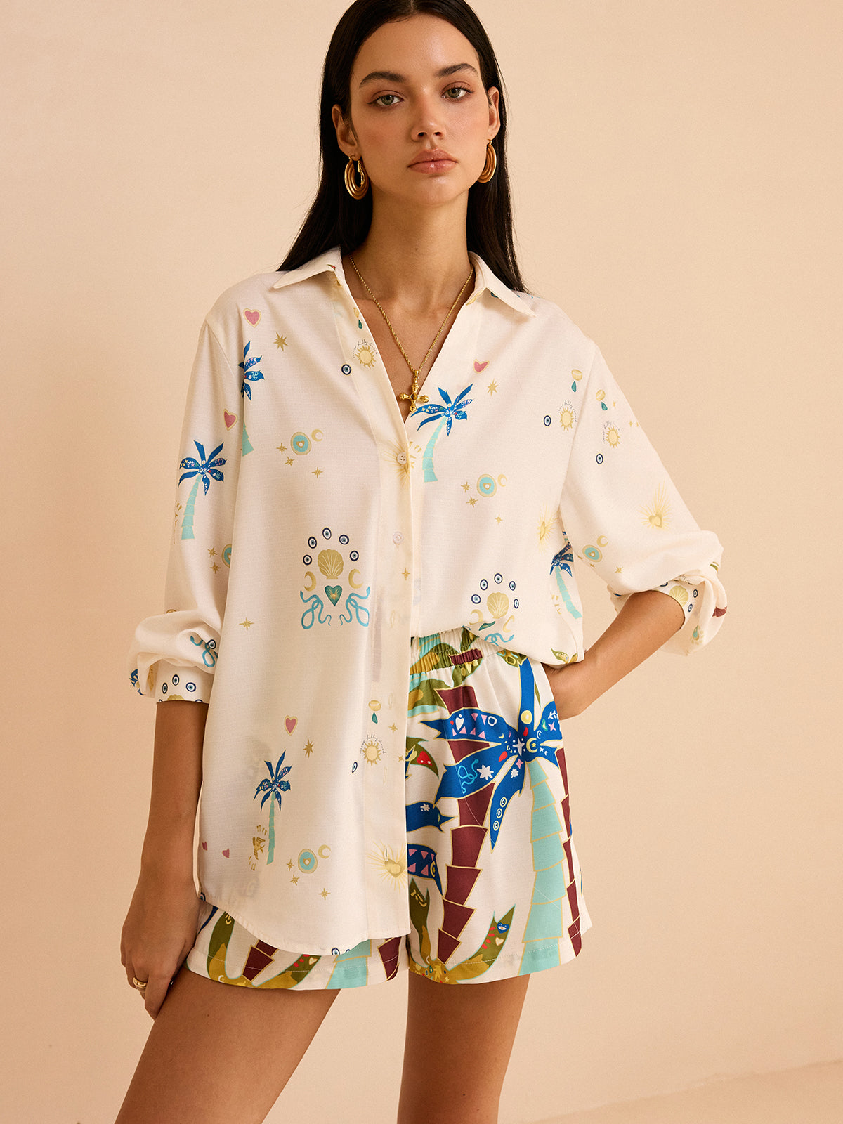 Tropical Print Shorts Set-Massicos